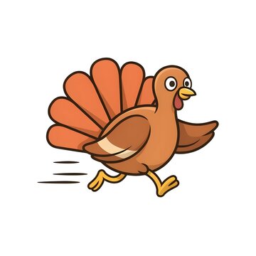Cute Cartoon Turkey Running Illustration for Fall Designs