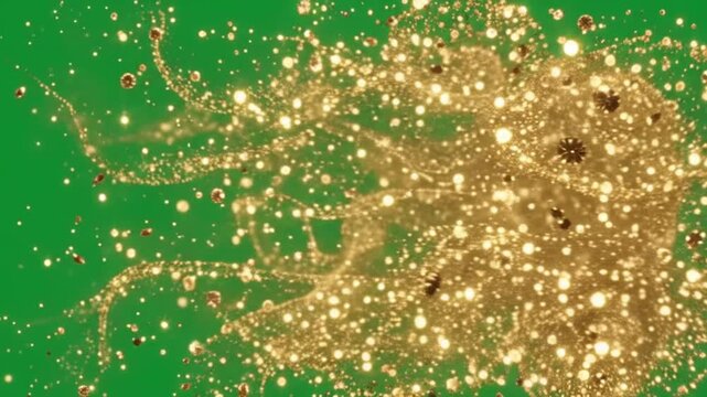Luxury Golden Glitter Particle Wipe Transition Sweeping Smoothly Across the Frame with Sparkling Gold Dust on Pure Green Screen, Elegant Cinematic VFX Overlay, 4K Stock Video