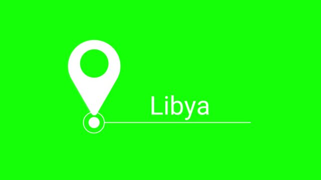 Location map pin icon indicating Libya on green screen