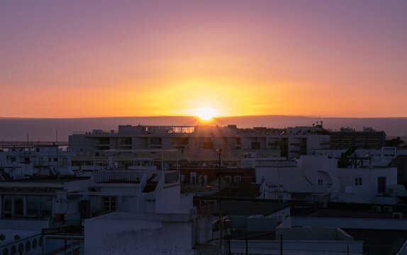 Panoramic Rooftop View of Olhao Moorish Architecture and Ria Formosa Coast