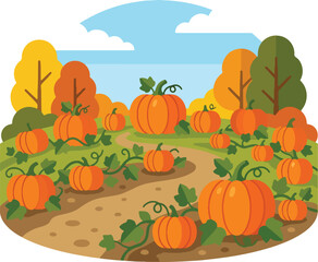 Obraz premium Pumpkin Patch Autumn Landscape for Harvest Design
