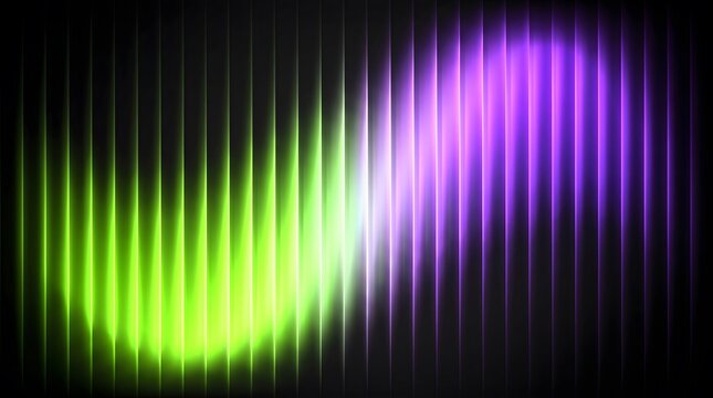 Abstract background featuring glowing green and purple light vertical wave lines