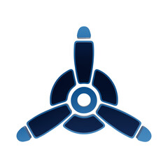Airplane propeller icon in blue gradient style for aviation and aerospace technology concept for web and isolated on a transparent background © Sana