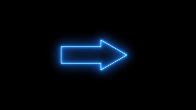 Neon arrow symbol icon. Directional sign arrow points to the right ,Abstract directional neon arrow icon animation ,neon arrow loading animation. 4k