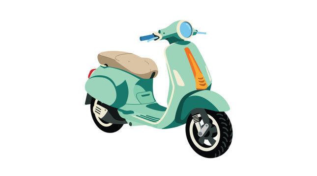 Mint Green Vintage Scooter Vector Illustration