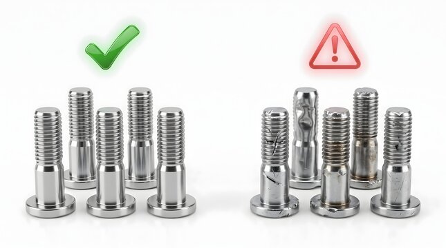 Quality control comparison of steel industrial bolts and screws