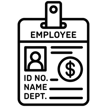 Payroll Outline ID Card Employee Salary Finance Business Icon Vector, Human Resources, Salary and Payment Symbol