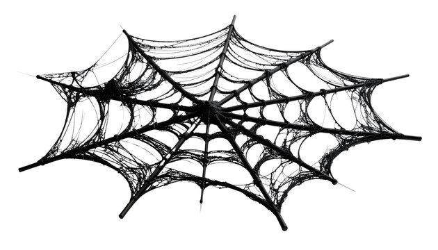 3d render black silhouette of Halloween cobweb, isolated on transparent background