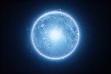 Obraz premium Abstract Lunar Halo, Silver-Blue Ring on Dark Indigo