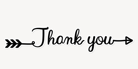 Thank you word, simple black calligraphy text with white outline © Rawpixel.com