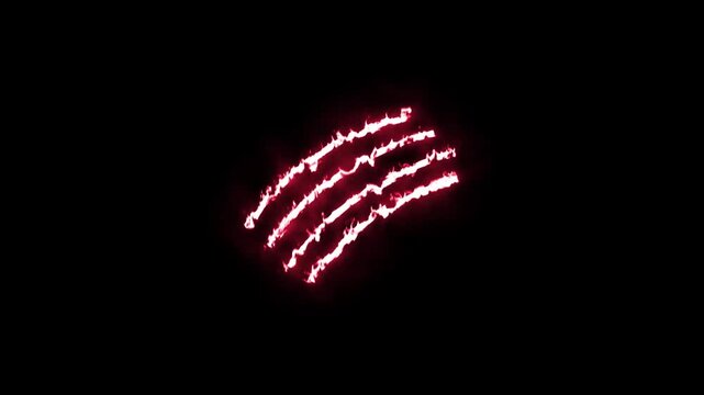 Animated glowing red energy claw scratch marks appearing on a black background. Perfect for monster, horror, wild animal, and gaming effects.