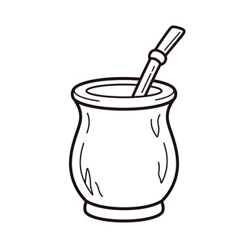 Traditional Mate Cup Black Outline Coloring Page for Kids