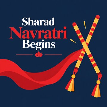 Sharad navratri begins with a graphic pair of crossed danda sticks used for traditional garba