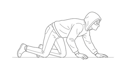 Fototapeta premium Intruder Scene in Home, Illustration of Theft Event, Indoor Perspective
