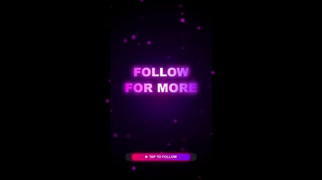 Purple vertical banner with Adobe Stock logo animates a follow message on a black background.