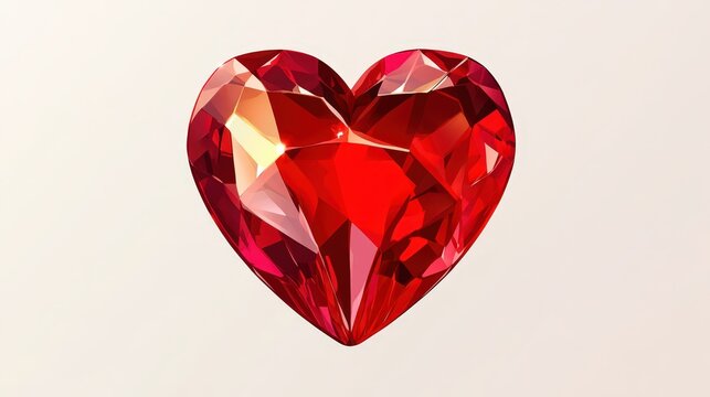 Abstract Red Geometric Heart Design - Modern Minimalist Art, Vector Illustration, Digital Graphic, 3D Rendering.