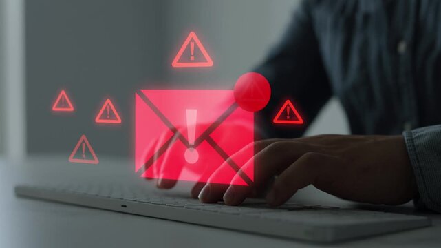 Digital scam email concept featuring phishing detection, cyber defense and privacy protection. Security tools help prevent fraud, malware and online attacks.	
