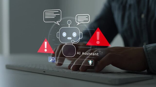 AI risk assessment and ethical decision making concept. Modern business highlighting governance, privacy, fairness, audit processes and responsible artificial intelligence management.