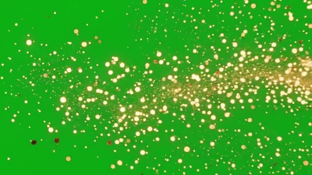Luxury Golden Glitter Particle Wipe Transition Sweeping Smoothly Across the Frame with Sparkling Gold Dust on Pure Green Screen, Elegant Cinematic VFX Overlay, 4K Stock Video