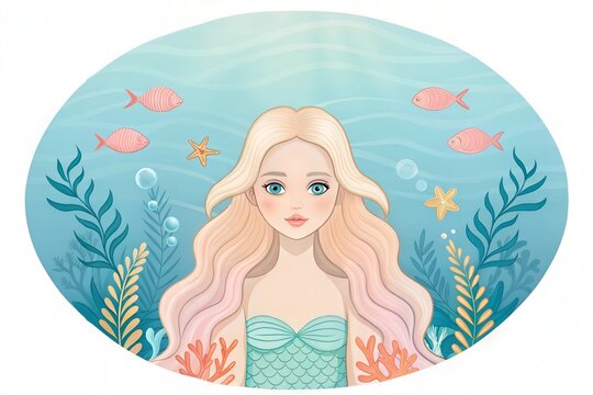 Watercolor mermaid silhouette. Vector marine illustration.