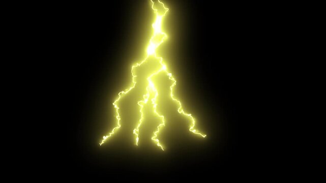 Flash FX animation with yellow lightning bolts with energy effects, storm lightning effect, high voltage thunder strike, electric discharge overlay, abstract motion graphics element