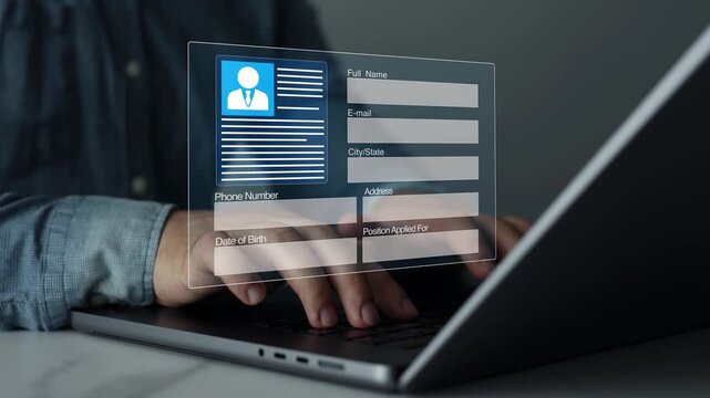 Job application and resume review featuring candidate selection, hiring process, recruitment management.Human resources workflow focused on talent acquisition, employment and workforce development.