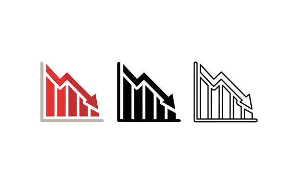 Minimalist decline charts showing financial loss and downward market trend icons