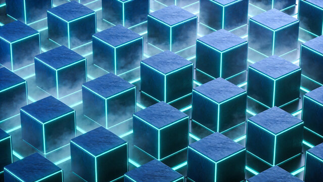 Neon Cube Grid