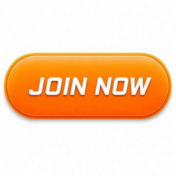 Bright orange join now button with glossy effect