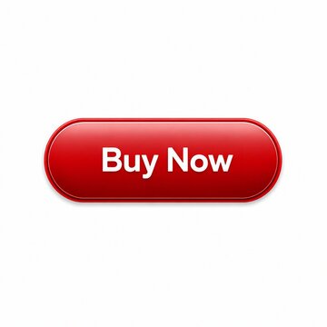 Red rounded buy now button with white text for website and online store
