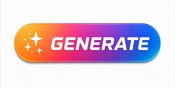 Modern generate button with colorful gradient and star sparkles