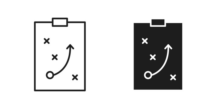 A clean and modern strategy symbol in two styles &mdash; outline and solid black. Ideal for business apps, consulting branding, planning tools, corporate presentations, marketing materials.