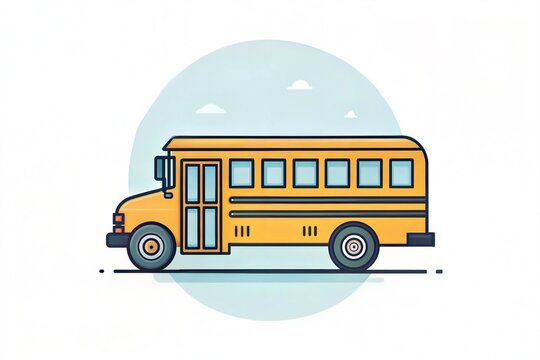School bus vector icon on white background, isolated object