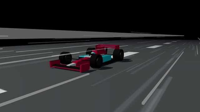 procedurally generated 3D Formula 1 car featuring smooth aerodynamic curves, cinematic lighting, realistic PBR materials, and high-speed motion blur effects