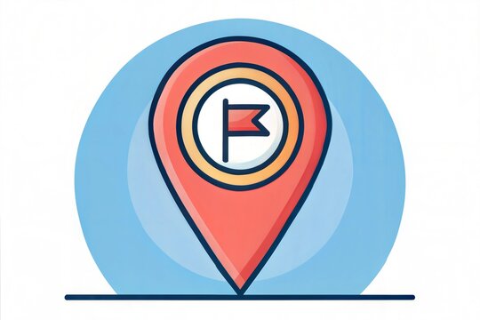 Set pin map marker pointer icon, GPS location flat symbol, arrows and flag signs &ndash; vector