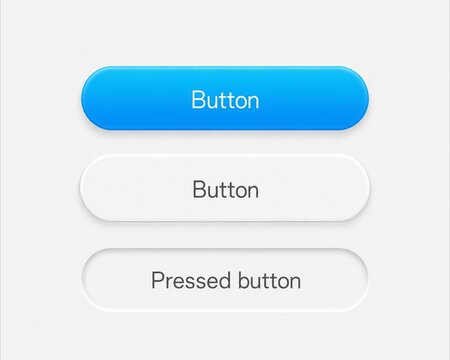 Modern rounded blue button with pressed state illustration