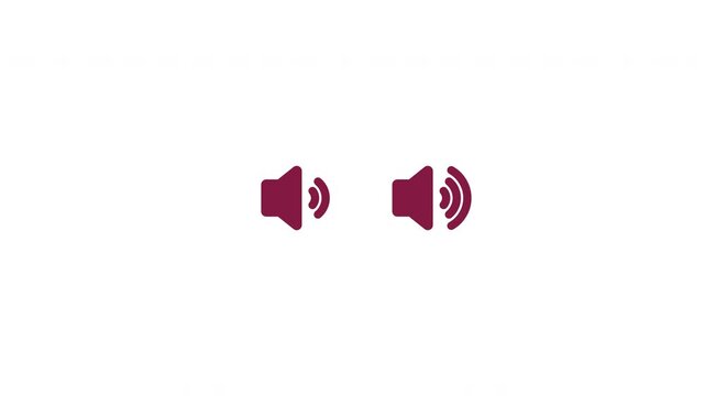 Two purple speaker icons with sound waves on white background