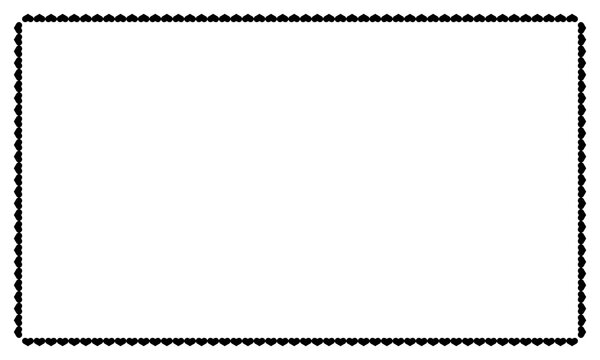 A black, rectangular frame with a heart shape; there is an empty corner without a heart, just like in the picture.