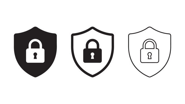 Security shield lock icon set