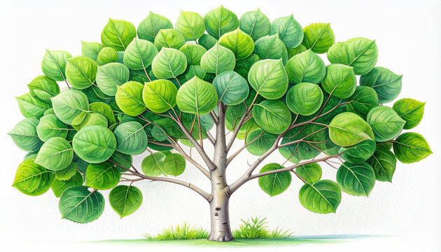Detailed aspen tree illustration: populus tremula