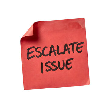 Red sticky note with escalate issue text