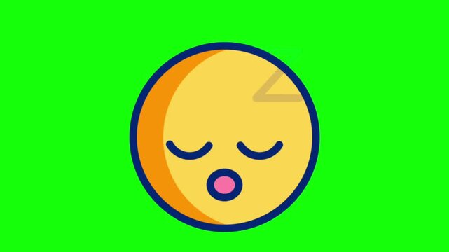 Sleeping emoji animation with zzz letters and green screen background for video editing and content creators