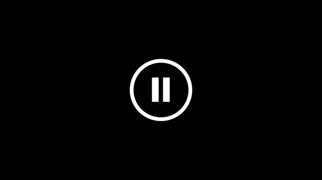 pause icon animation glowing media player control pause button circle animation, glowing pause symbol motion graphic
