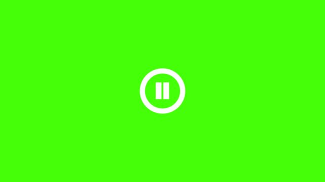 pause icon animation glowing media player control pause button circle animation, glowing pause symbol motion graphic audio video control