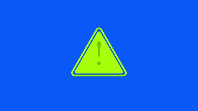 Critical warning red alert icon animation with exclamation mark on bule screen