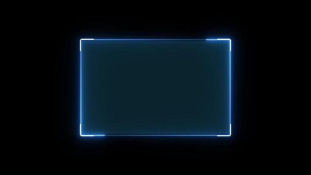 Futuristic neon HUD callout frame for digital interface. Sci fi HUD lower third with copy space for broadcast titles. Neon UI screen overlay for gaming and news use. elements.
