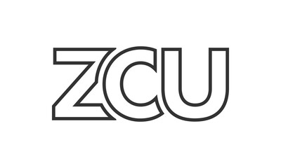 Obraz premium ZCU logo design template with strong and modern bold text. Initial based vector logotype featuring simple and minimal typography. Trendy company identity.