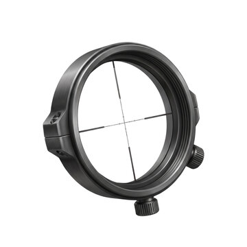 Optical rifle scope with crosshair reticle isolated on transparent background