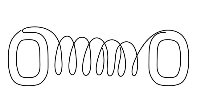 Coiled spring wire white background.