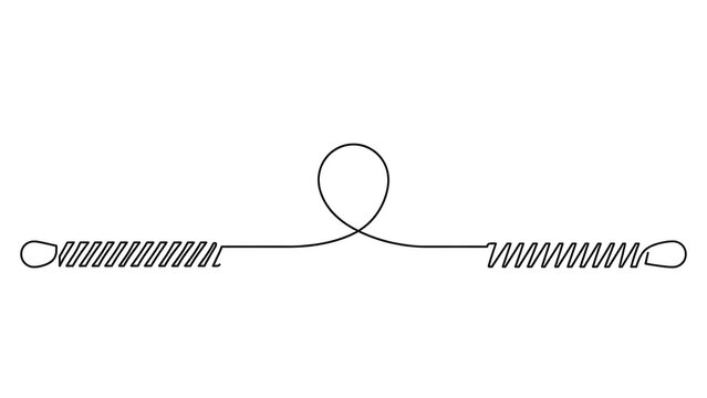 Coiled spring with loop white background.